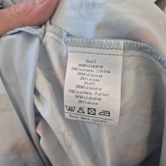 Belle Pogue Women's Baby Blue & Red Cherry Print Poly/Spandex Retro Lined Halter - Picture 13 of 13